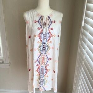 Chic Connection White Embroidered Boho Shift Dress